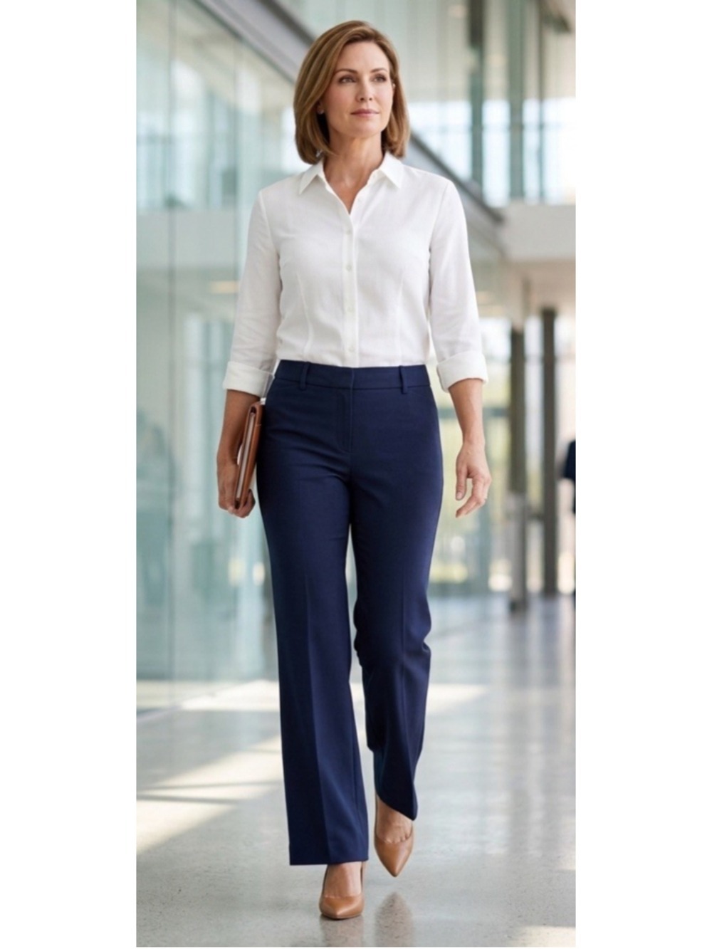 Ann Taylor Curvy Wide Leg Dress Trouser Pants Sz 14 Blue Stretch Old Money Work